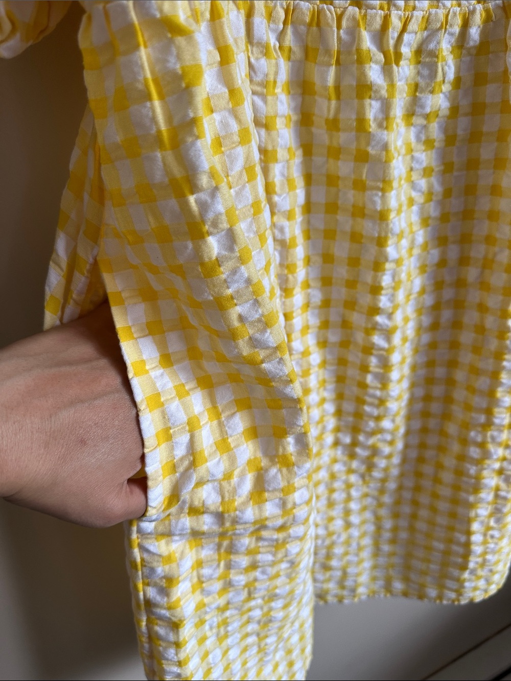 Old Navy Yellow and White Gingham Smocked Dress - Picture 6 of 7